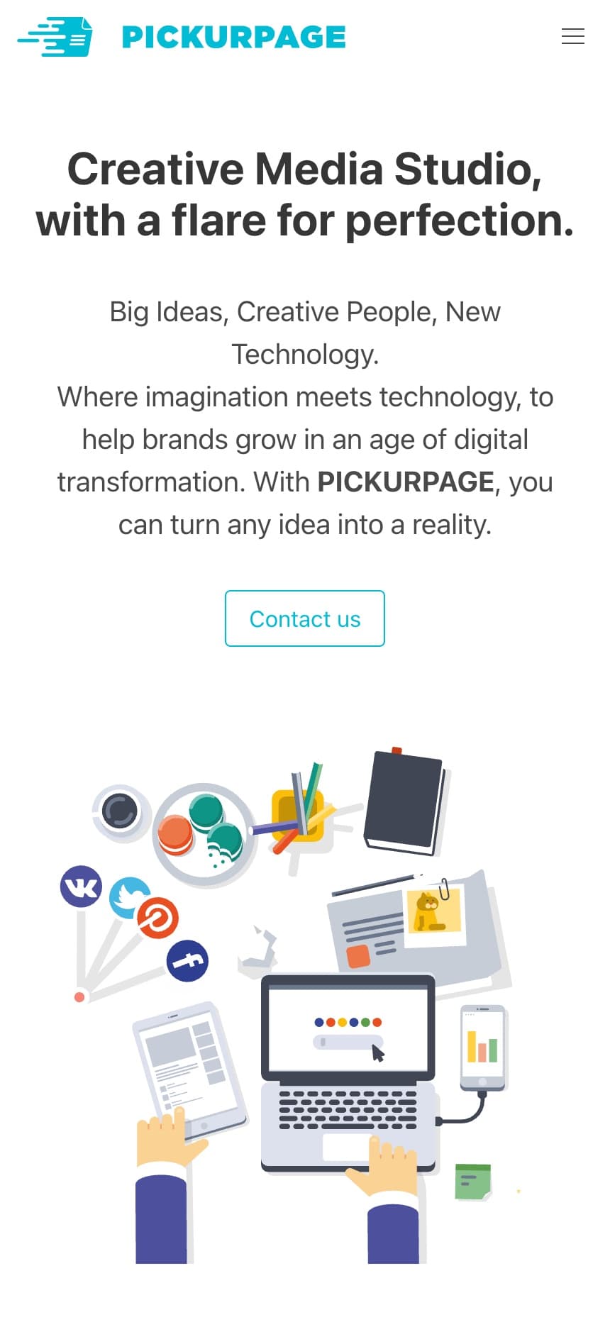 The previous PICKURPAGE site on a phone.